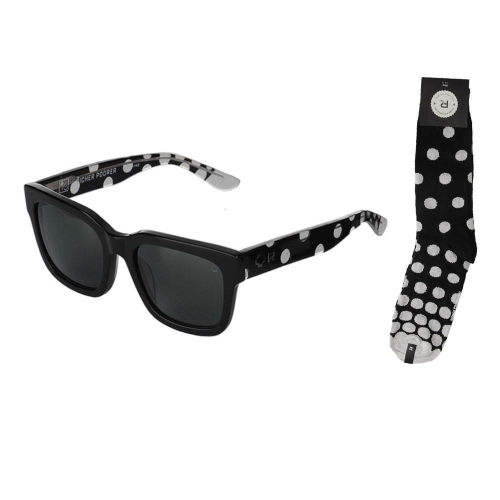 Spy Trancas Richer Poorer Collaboration - Black/White - Happy Grey Lens - Sunglasses w/ Socks