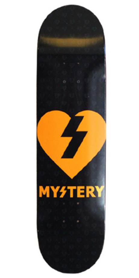Mystery Heart - Black/Neon Orange - 8.375in - Skateboard Deck
