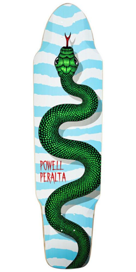 Powell Peralta Snake Pusher - Blue/White - 9.25in x 35.125in - Skateboard Deck w/ Clear Grip Tape