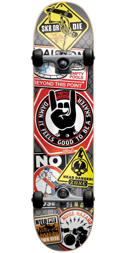 Blind Warning Signs - Grey/Black - 7.75in - Complete Skateboard