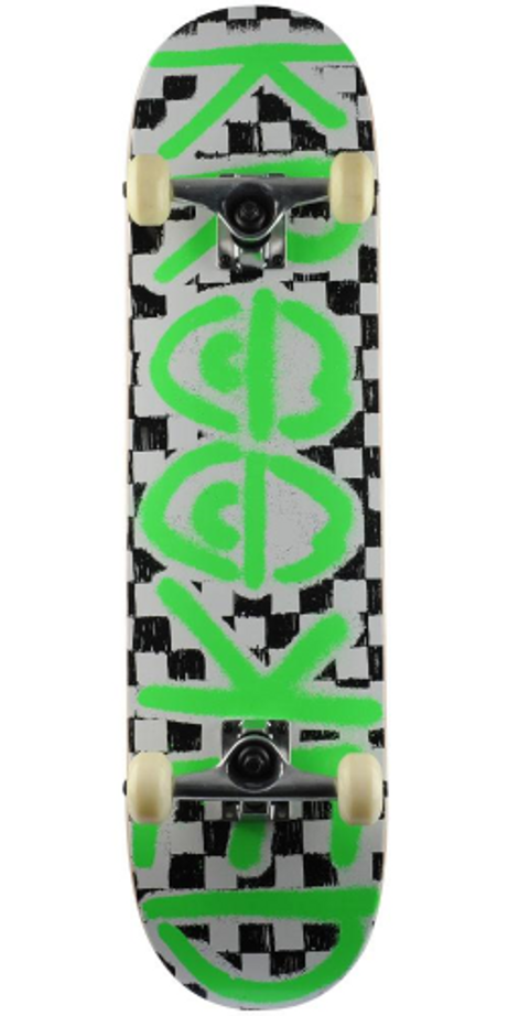Krooked Checkers - Black/White/Green - 8.0in x 31.25in - Complete Skateboard