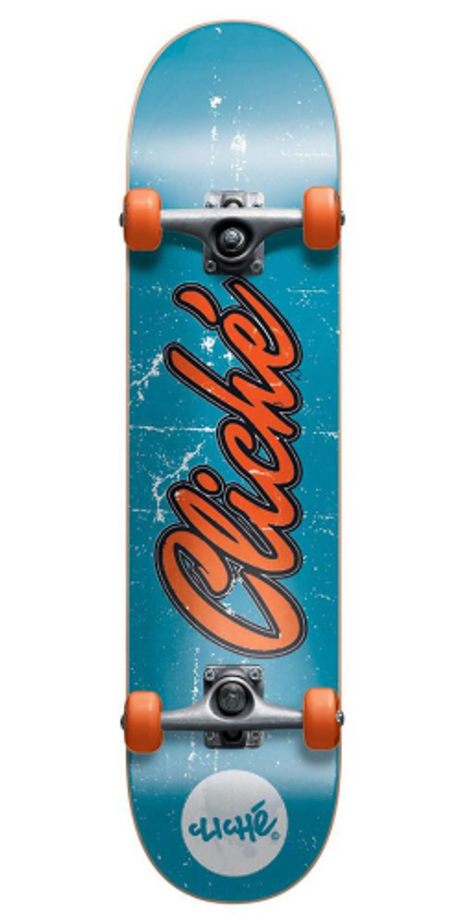Cliche Old Logo - Blue/Orange - 7.7 - Complete Skateboard