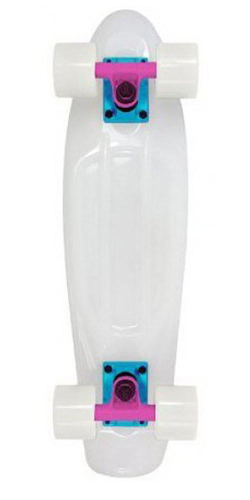 Stereo Vinyl Cruiser - Glow In The Dark/Blue/Pink - 6in x 22.5in - Complete Skateboard