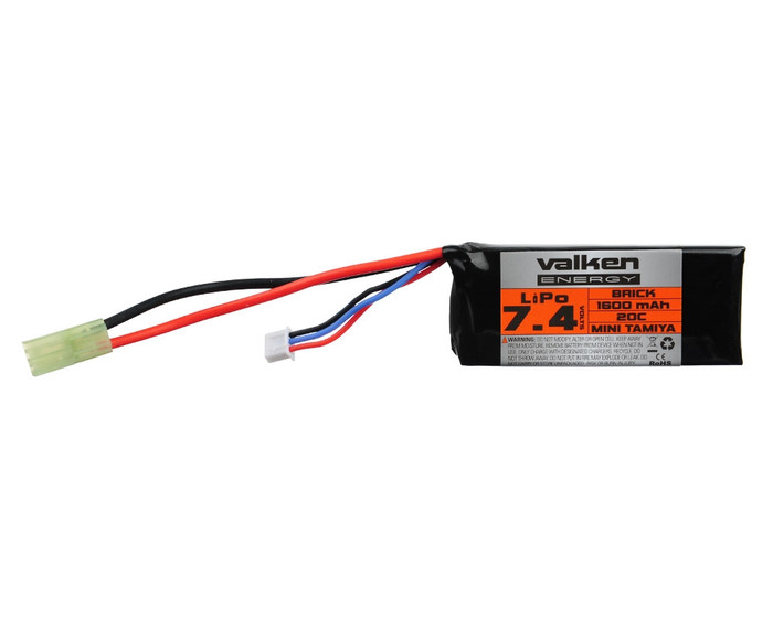 Valken Energy Airsoft Battery - 7.4V 1600mAh LiPo 20C - Mini Brick