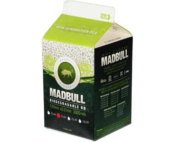 Mad Bull .23g Airsoft BB's - Biodegradable - 3,000 Rounds