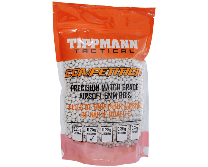 Tippmann Tactical Competition Airsoft BB's - .25g - 4,000 Rounds - White (65524)
