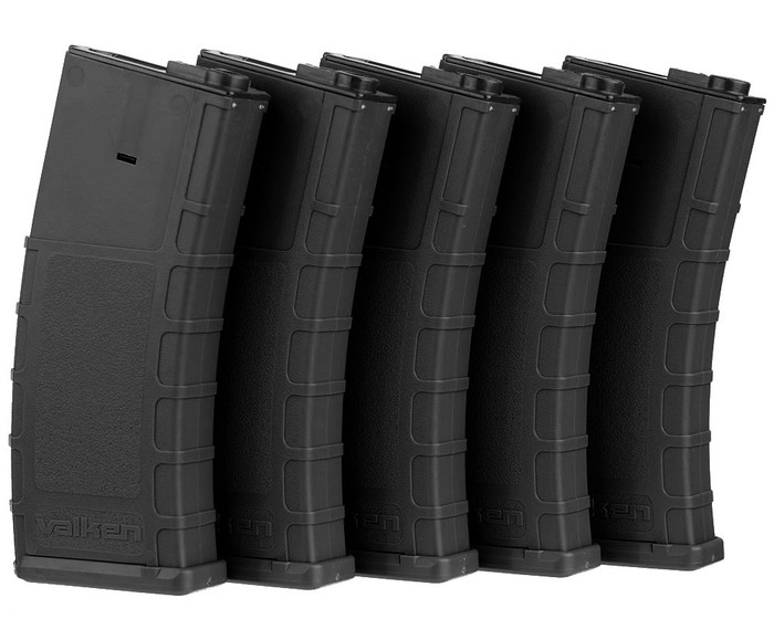 Valken Airsoft Magazine - RMAG Hi-Cap (300 Round) - Black (5 Pack)