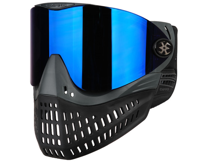 Empire E-Flex Paintball Mask - Grey - Mirror Blue Lens