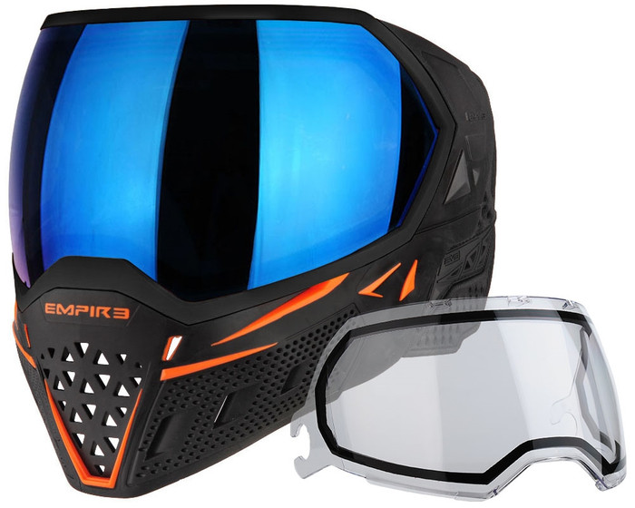 Empire EVS Mask - Black/Orange with Blue Mirror Lens