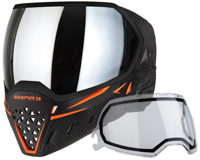 Empire EVS Mask - Black/Orange with Silver Mirror Lens