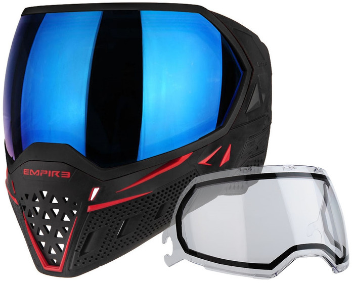 Empire EVS Mask - Black/Red with Blue Mirror Lens