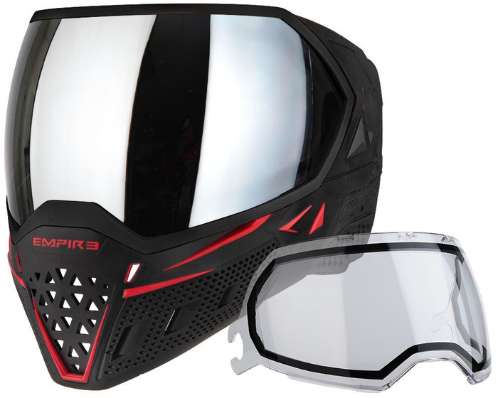 Empire EVS Mask - Black/Red with Silver Mirror Lens