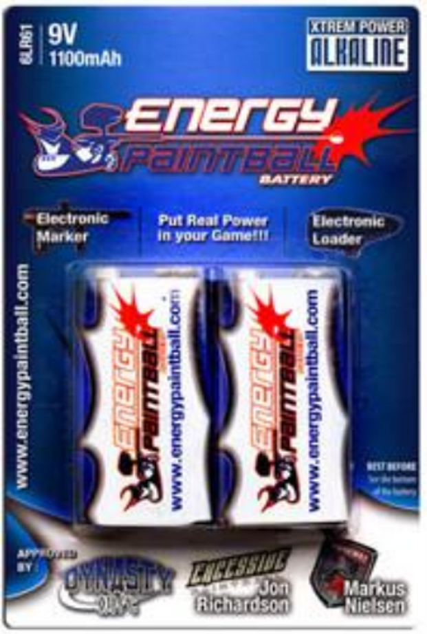 Energy Paintball 9V 1100mAh Alkaline Battery - 2 Pack