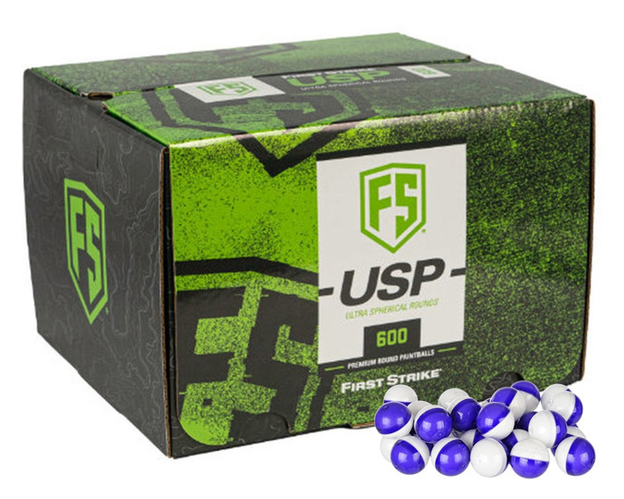 First Strike/Tiberius Arms Ultra-Sphere Projectiles (USP) - 600 Count - Purple/Clear Shell - White Powder Fill