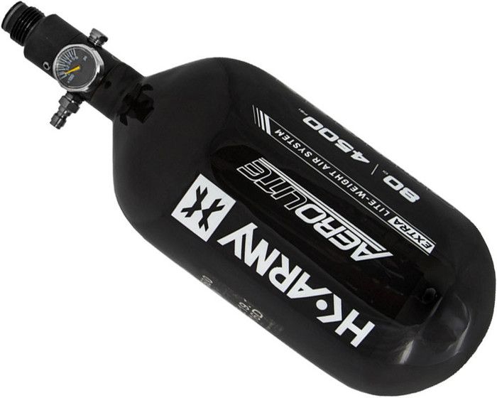 HK Army Aerolite "Extra LIte" Compressed Air Bottle w/ Standard Regulator - Black (80/4500)