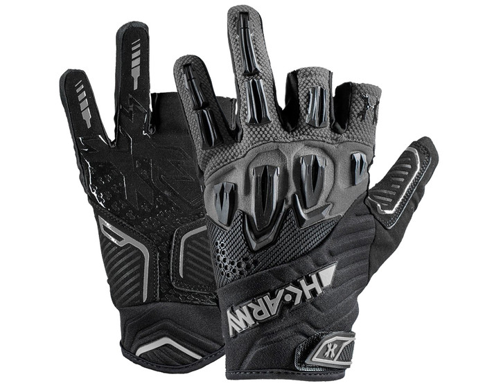 HK Army Hardline Armored Paintball Gloves - Half Finger - Slate