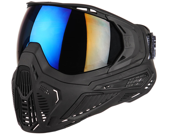 HK Army SLR Paintball Mask - ( Black/Black w/ Cobalt Blue Lens )