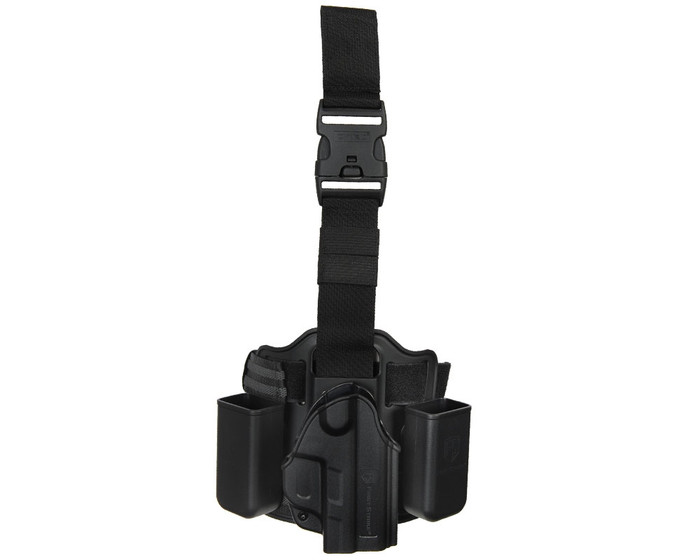 First Strike Compact Pistol Deluxe Drop Leg Rig w/ Holster - Black