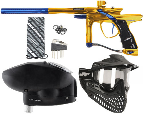 JT Impulse Paintball Gun w/ Free JT Proflex Mask & Evlution Loader - Gold/Blue