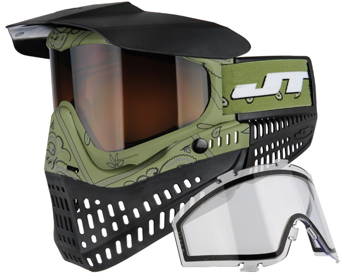 JT ProFlex Thermal Mask - Bandana Green w/ Clear & Bronze Gradient Lenses