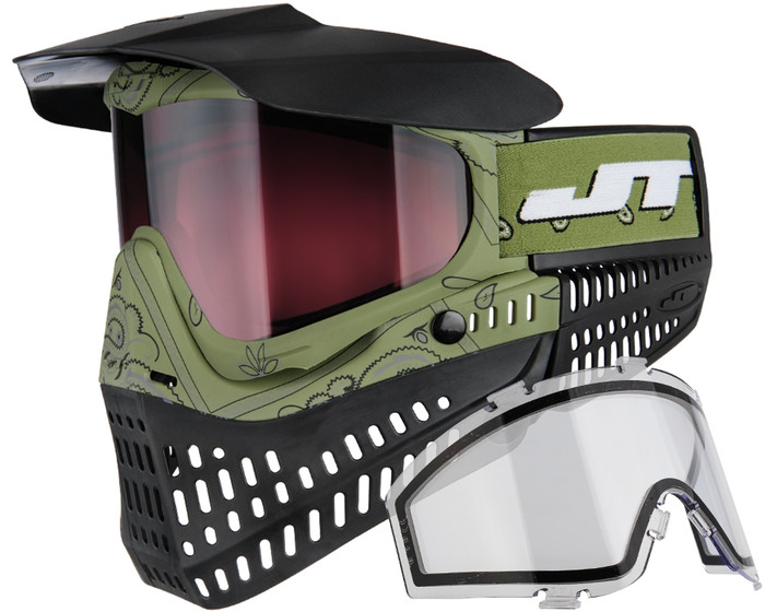 JT ProFlex Thermal Mask - Bandana Green w/ Clear & Rose Gradient Lenses