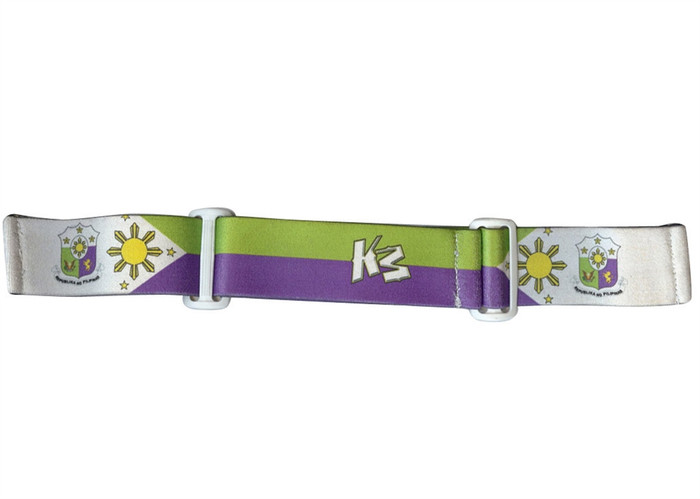 KM Paintball Universal JT Goggle Strap - 09 Filipino White, Purple, &amp; Green