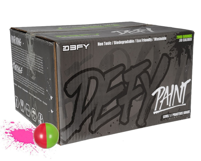 D3FY Sports .68 Caliber Paintballs - Level 1 Practice - Light Green/Pink Shell Pink Fill - 100 Rounds