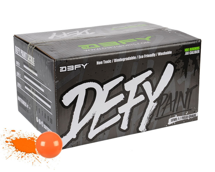D3FY Sports .68 Caliber Paintballs - Level 1 Field - Orange Shell w/ Orange Fill - 100 Rounds