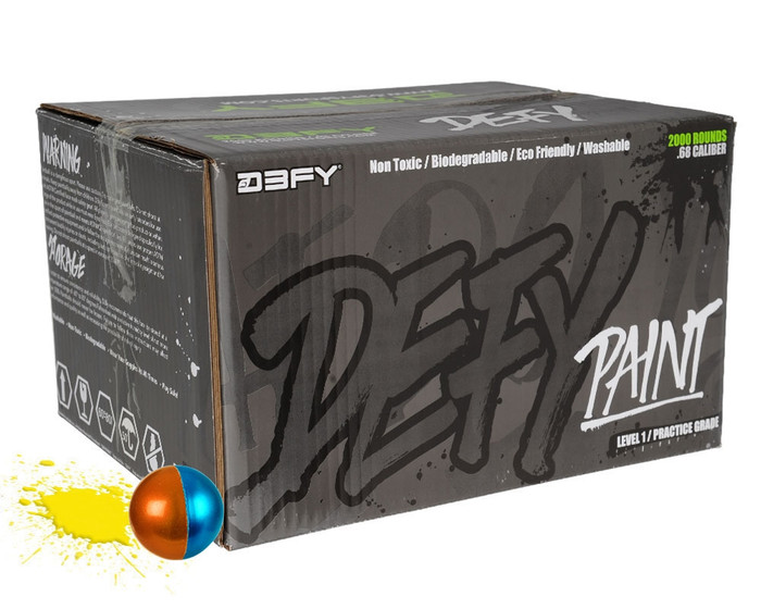 D3FY Sports .68 Caliber Paintballs - Level 1 Practice - Copper/Blue Shell Yellow Fill - 2,000 Rounds