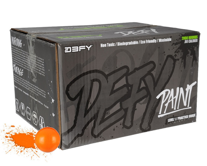 D3FY Sports .68 Caliber Paintballs - Level 1 Practice - Orange Shell Orange Fill - 2,000 Rounds