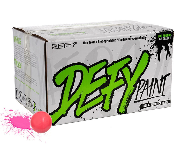 D3FY Sports .68 Caliber Paintballs - Level 1 Practice - Pink Shell Pink Fill - 500 Rounds