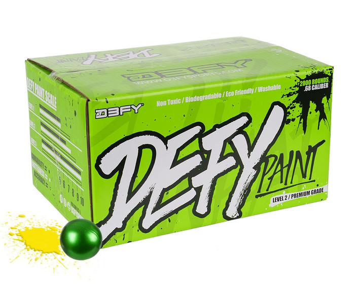 D3FY Sports .68 Caliber Paintballs - Level 2 Premium - Green Shell Yellow Fill - 500 Rounds