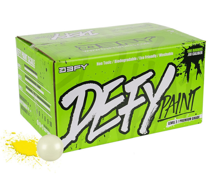 D3FY Sports .68 Caliber Paintballs - Level 2 Premium - White Shell Yellow Fill - 500 Rounds