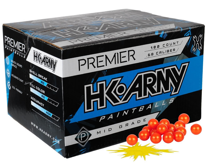 HK Army .68 Caliber Paintballs - Premier - Yellow Fill - 100 Rounds