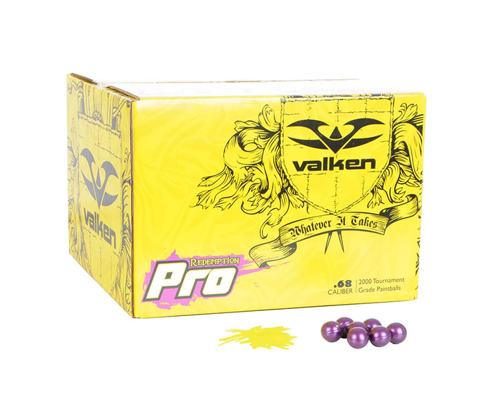 Valken .68 Caliber Paintballs - Redemption Pro - Neon Yellow Fill - 100 Rounds