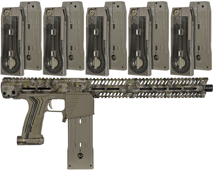 Planet Eclipse EMEK MG100 (PAL ENABLED) Mag Fed Paintball Marker w/ 10 Additional CF20 Magazines (20 Round) - HDE Earth