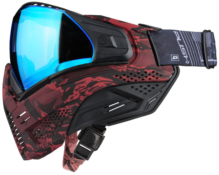 Push Unite Paintball Mask - Blood Camo w/ Chrome Blue Lens