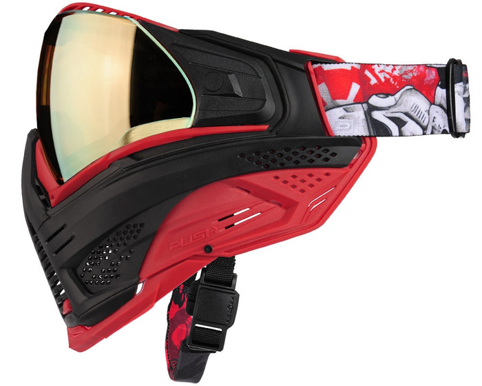 Push Unite Paintball Mask - Blood Trooper w/ Chrome Gold Lens
