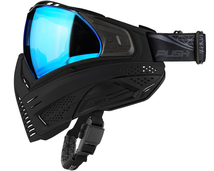 Push Unite Paintball Mask - Black w/ Chrome Blue Lens