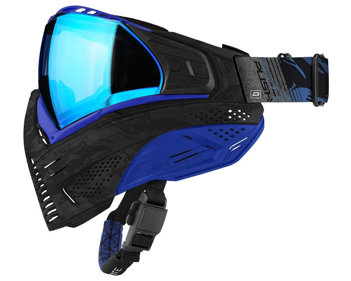 Push Unite Paintball Mask - Black/Blue Camo w/ Chrome Blue Lens