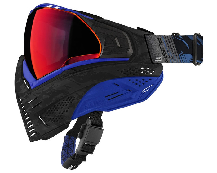 Push Unite Paintball Mask - Black/Blue Camo w/ Chrome Red Lens
