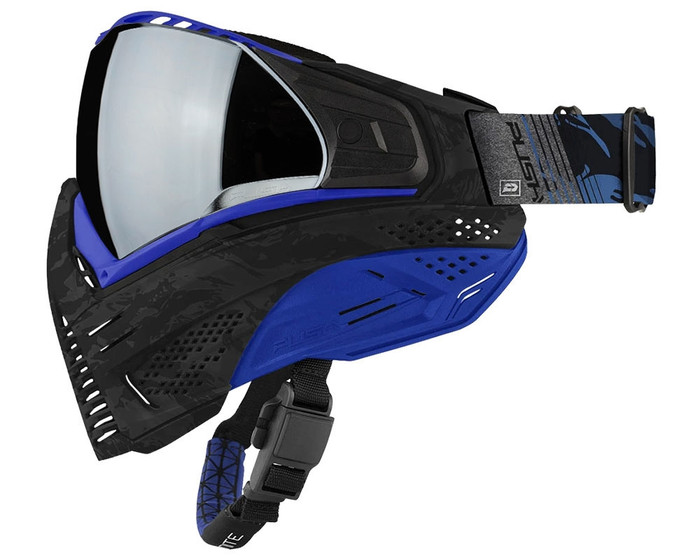 Push Unite Paintball Mask - Black/Blue Camo w/ Chrome Silver Lens