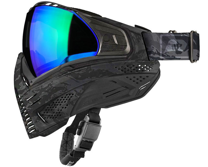 Push Unite Paintball Mask - Black Camo w/ Chrome Green Lens