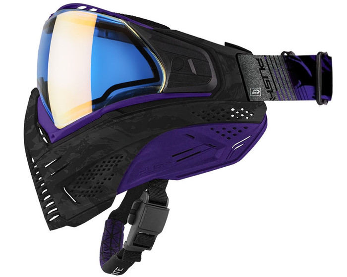 Push Unite Paintball Mask - Black/Purple Camo w/ Aqua Gold Lens