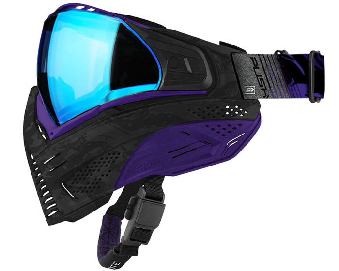 Push Unite Paintball Mask - Black/Purple Camo w/ Chrome Blue Lens