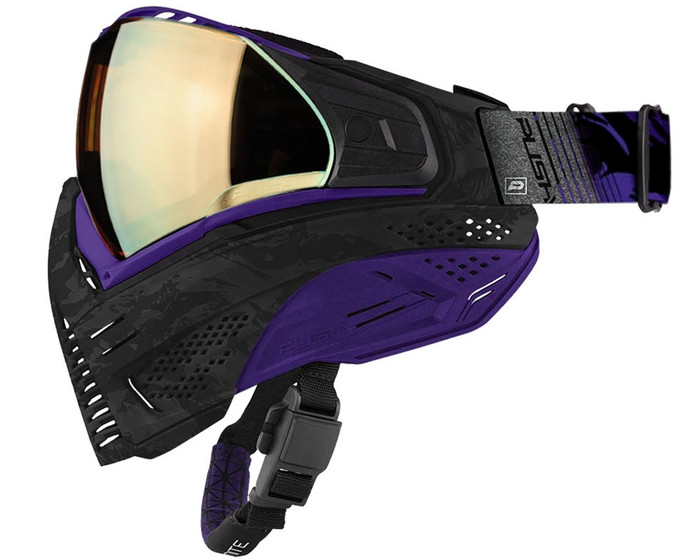 Push Unite Paintball Mask - Black/Purple Camo w/ Chrome Gold Lens