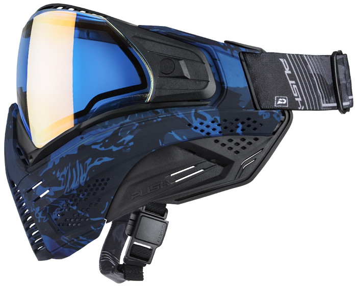 Push Unite Paintball Mask - Blue Sapphire Camo w/ Aqua Gold Lens