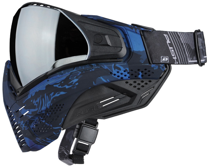 Push Unite Paintball Mask - Blue Sapphire Camo w/ Chrome Silver Lens