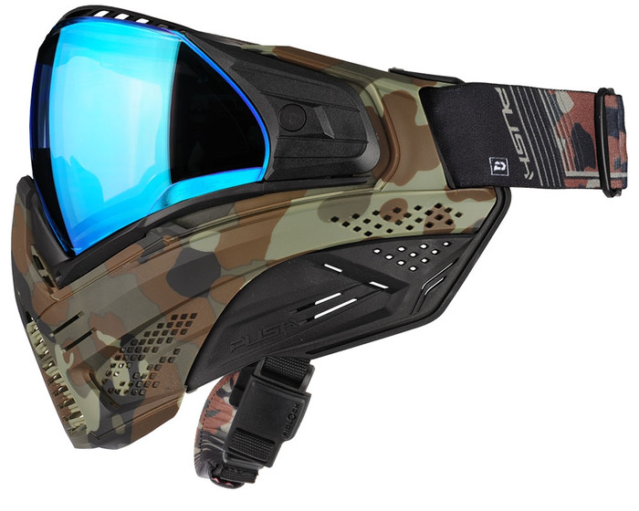 Push Unite Paintball Mask - Flecktarn w/ Chrome Blue Lens