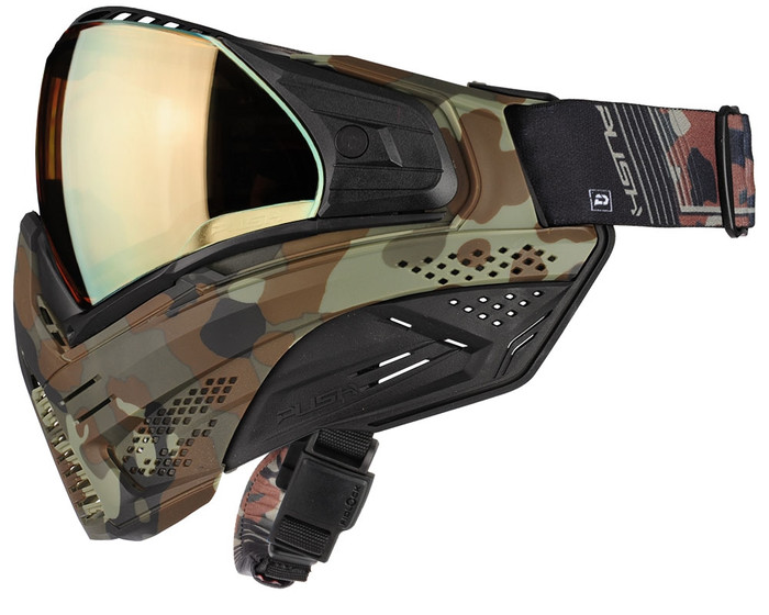 Push Unite Paintball Mask - Flecktarn w/ Chrome Gold Lens